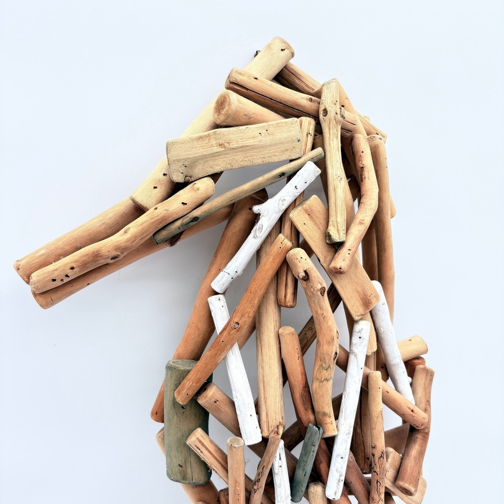 Handmade Coastal Driftwood Boho Seahorse Wall Art Nautical Sculpture Natural‎ - Picture 2 of 5